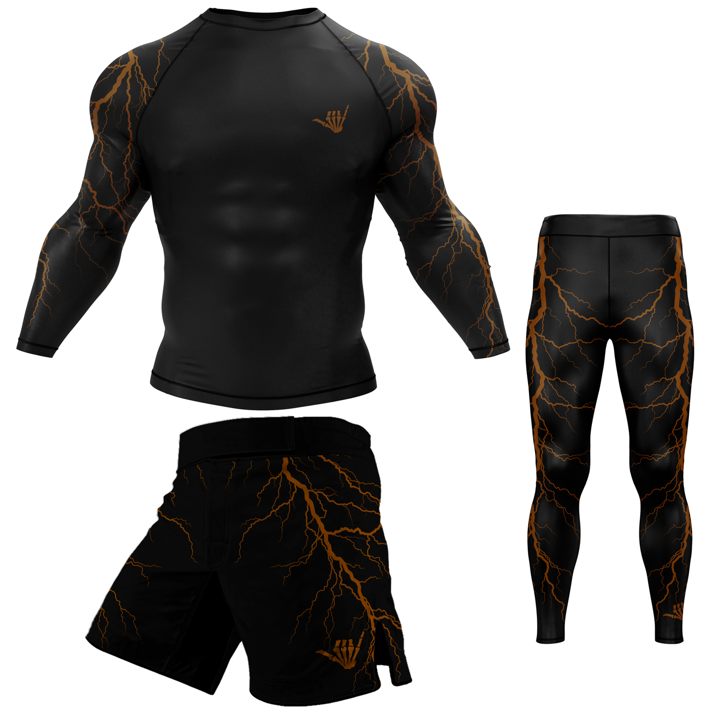 Brown Lightning Bolt BJJ Rash Guard