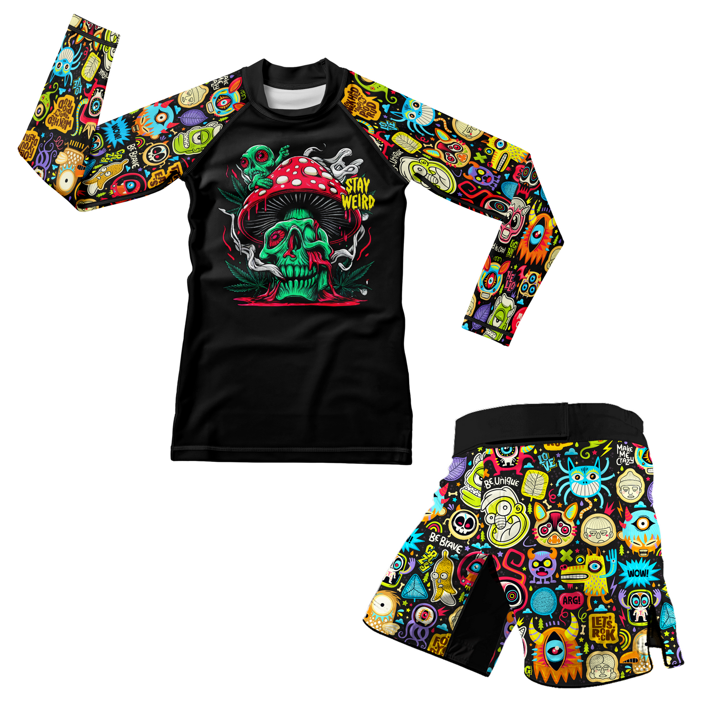 Stay Weird Doodle Kids BJJ/MMA Shorts