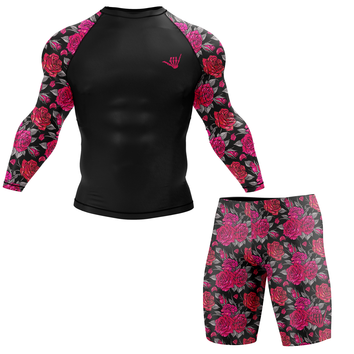 Pink Death Rose BJJ Rash Guard