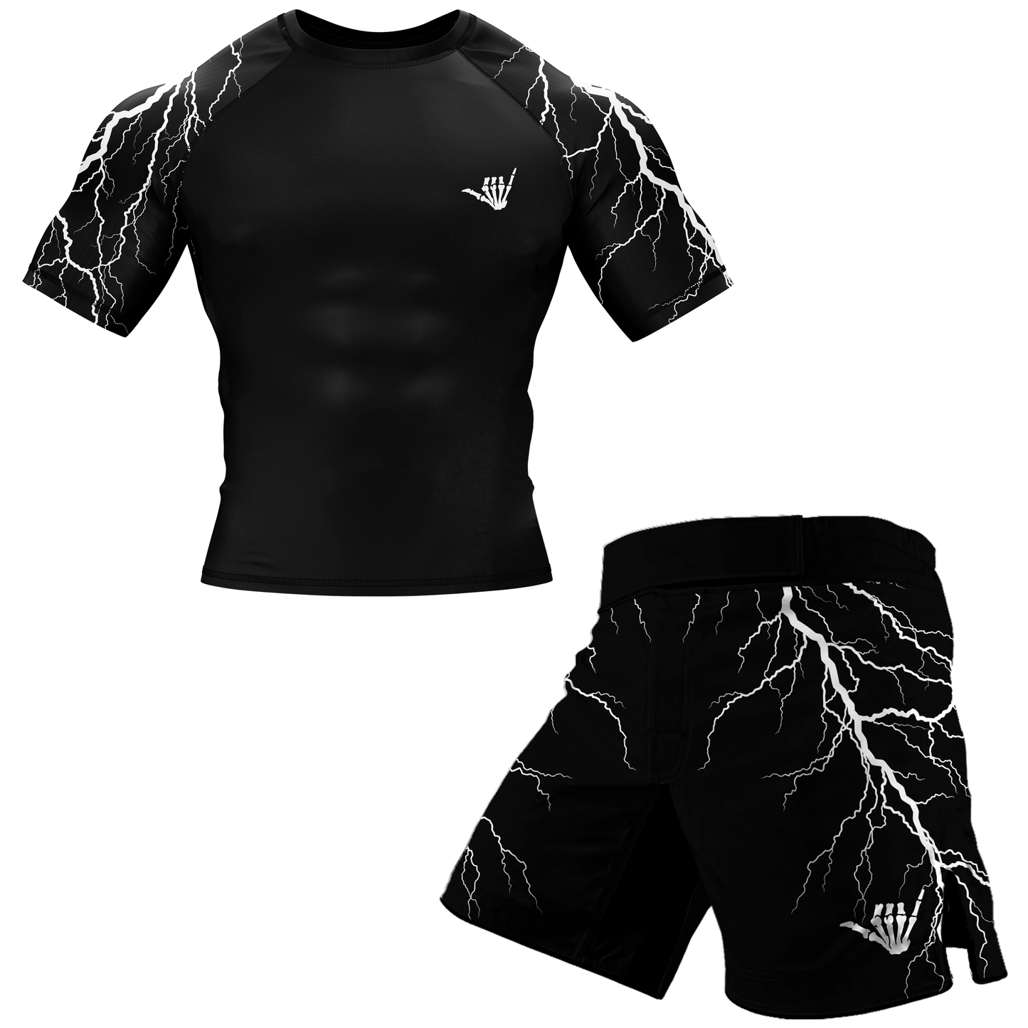 Black Lightning Bolt BJJ Rash Guard