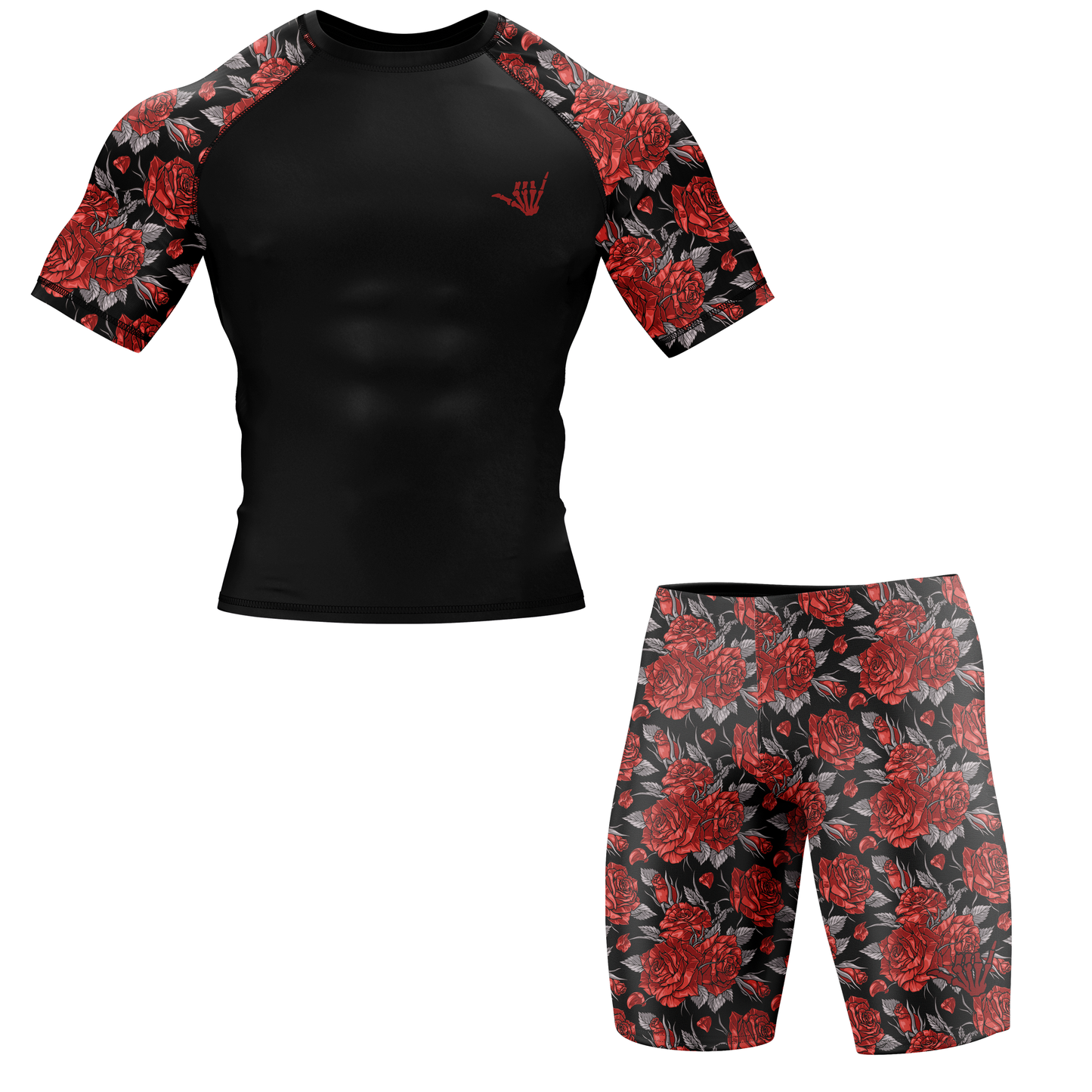 Red Death Rose BJJ Rash Guard - Short Sleeve