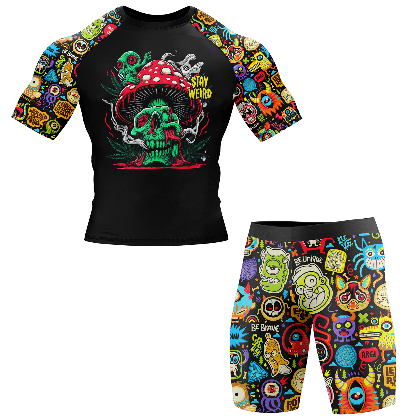 Stay Weird Doodle BJJ Spats Shorts