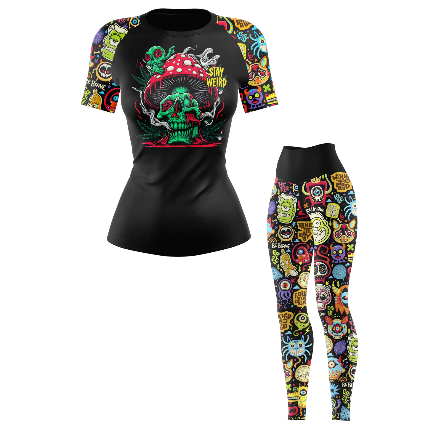 Stay Weird Doodle Women's BJJ Rash Guard - Shortsleeve