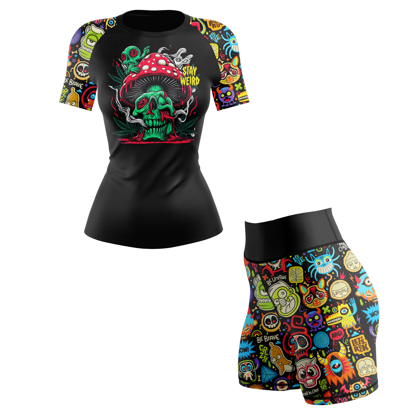 Stay Weird Doodle Women's BJJ Rash Guard - Shortsleeve