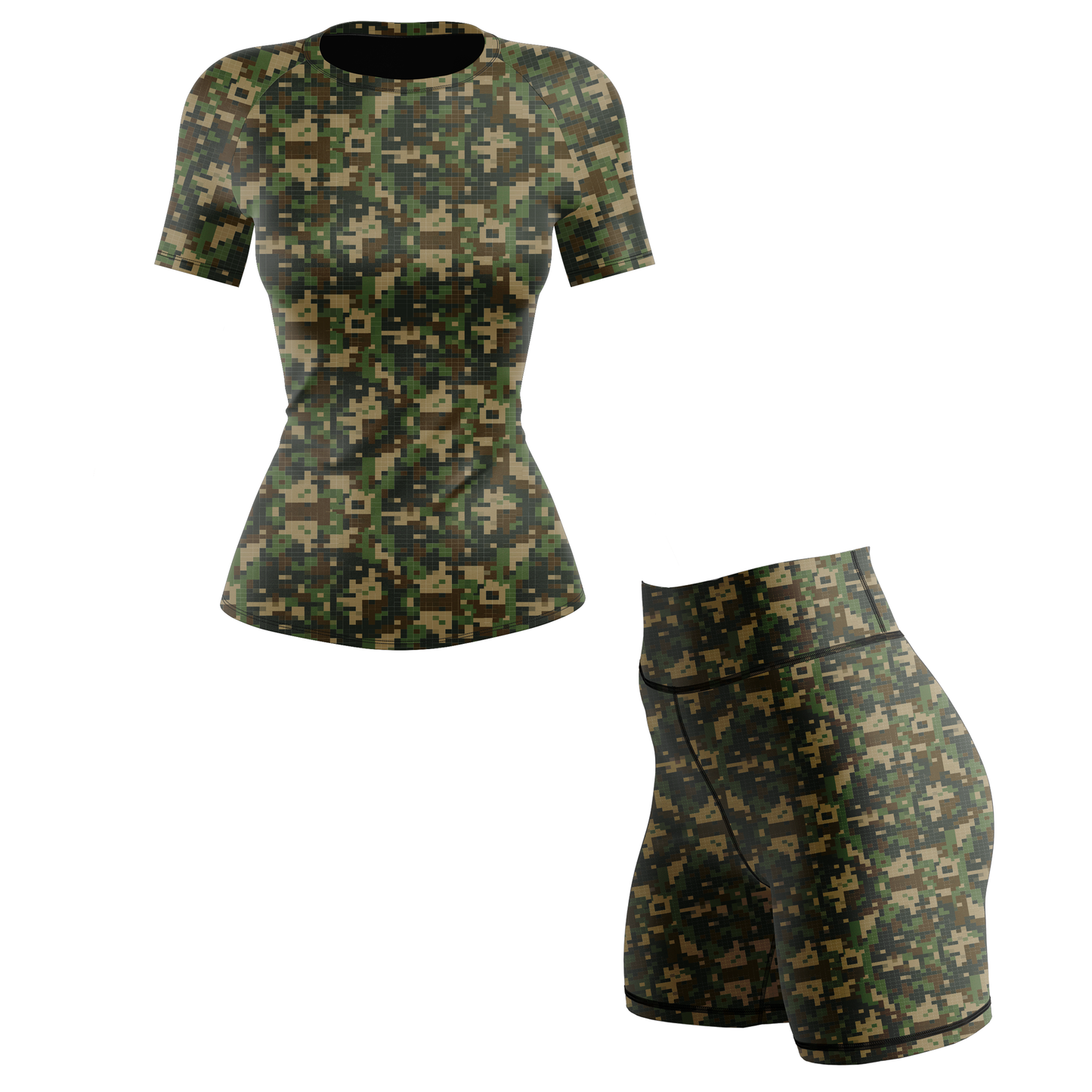 Digital Camo Women's BJJ Rash Guard - Shortsleeve