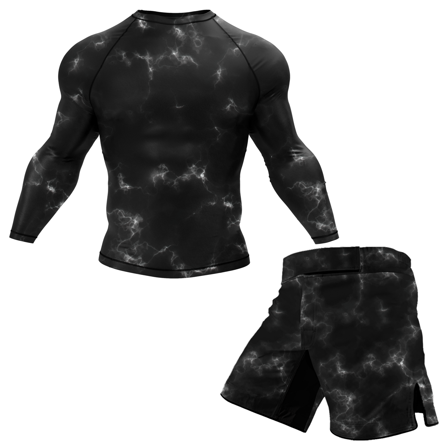 Black Marble Lightning BJJ Shorts