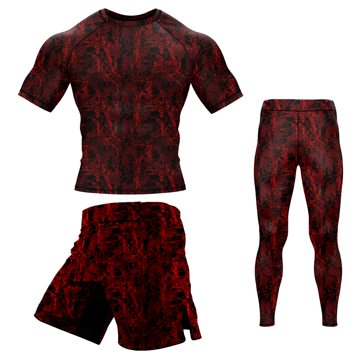 Red Forest Camo BJJ Rash Guard