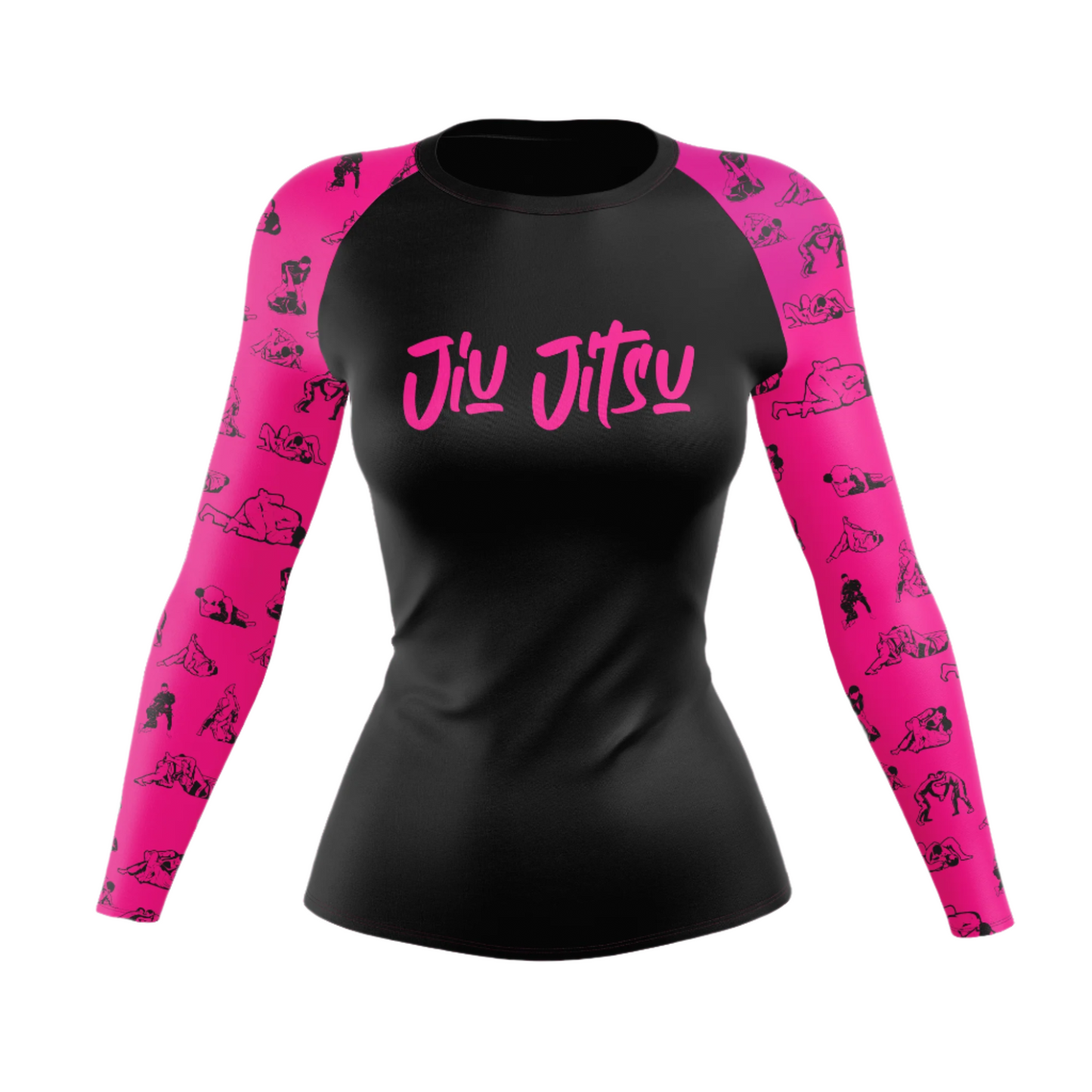 Camiseta de protección contra erupciones de Jiu Jitsu para mujer, color negro y rosa