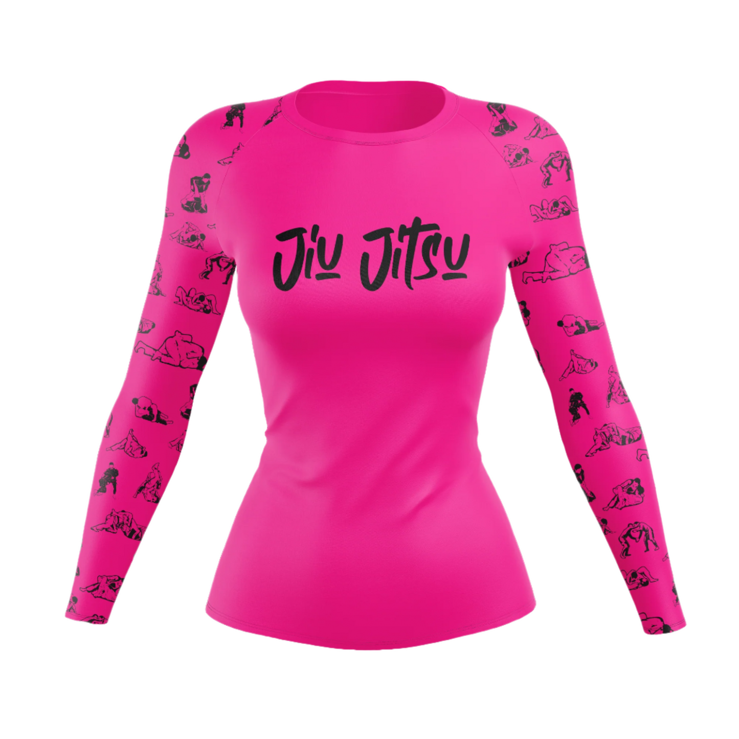 Camiseta de protección contra erupciones de Jiu Jitsu para mujer, color negro y rosa