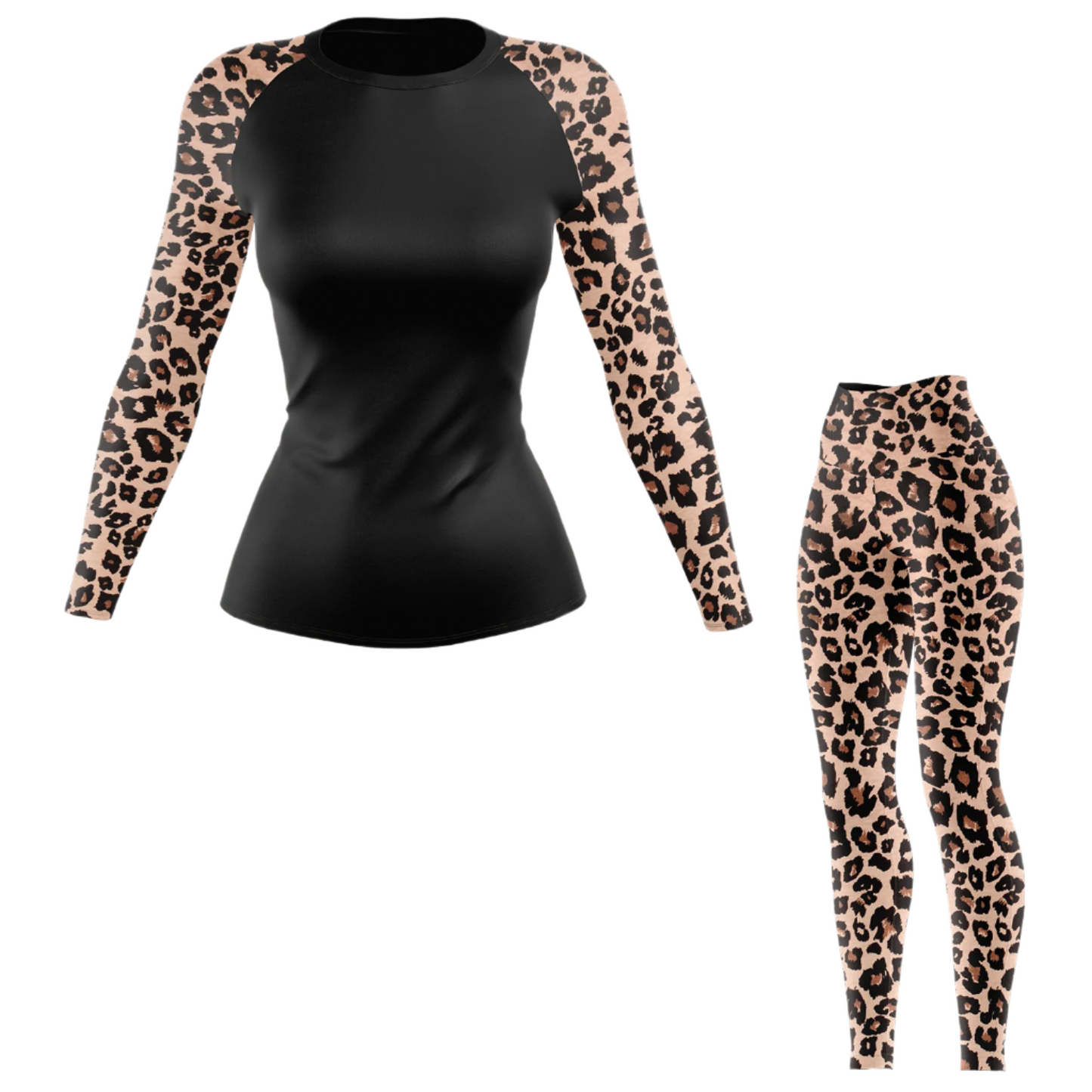 Camiseta de protección contra erupciones de BJJ para mujer con diseño de leopardo Takedown