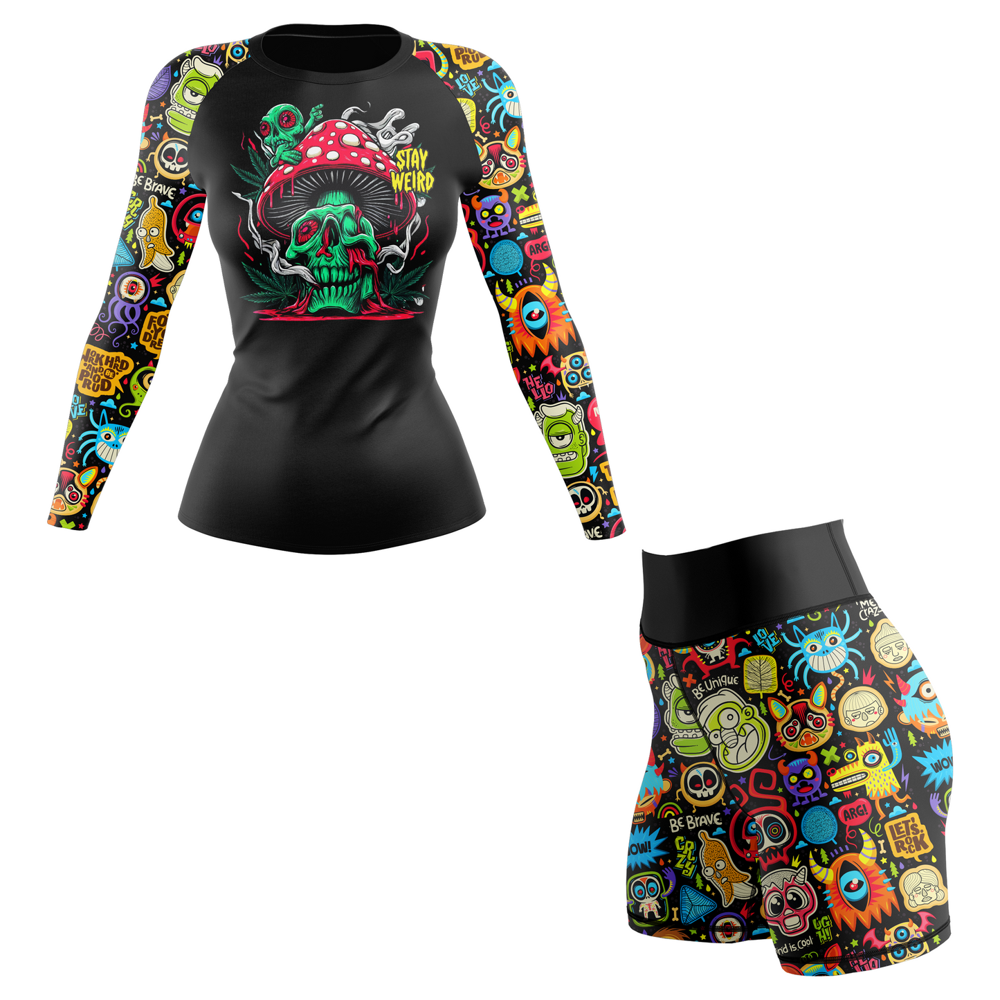 Stay Weird Doodle Women's BJJ Spats Shorts