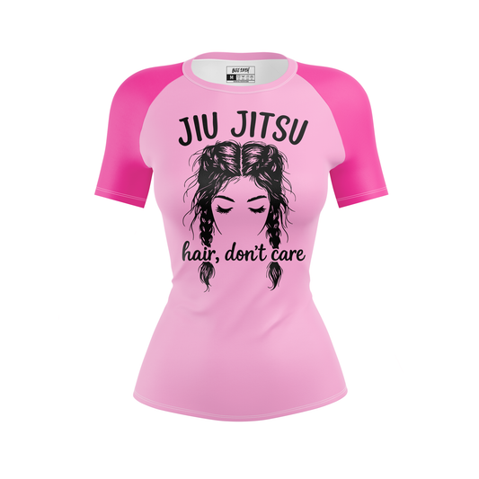 Jiu Jitsu Hair Don't Care Women's BJJ Rash Guard - Short Sleeve
