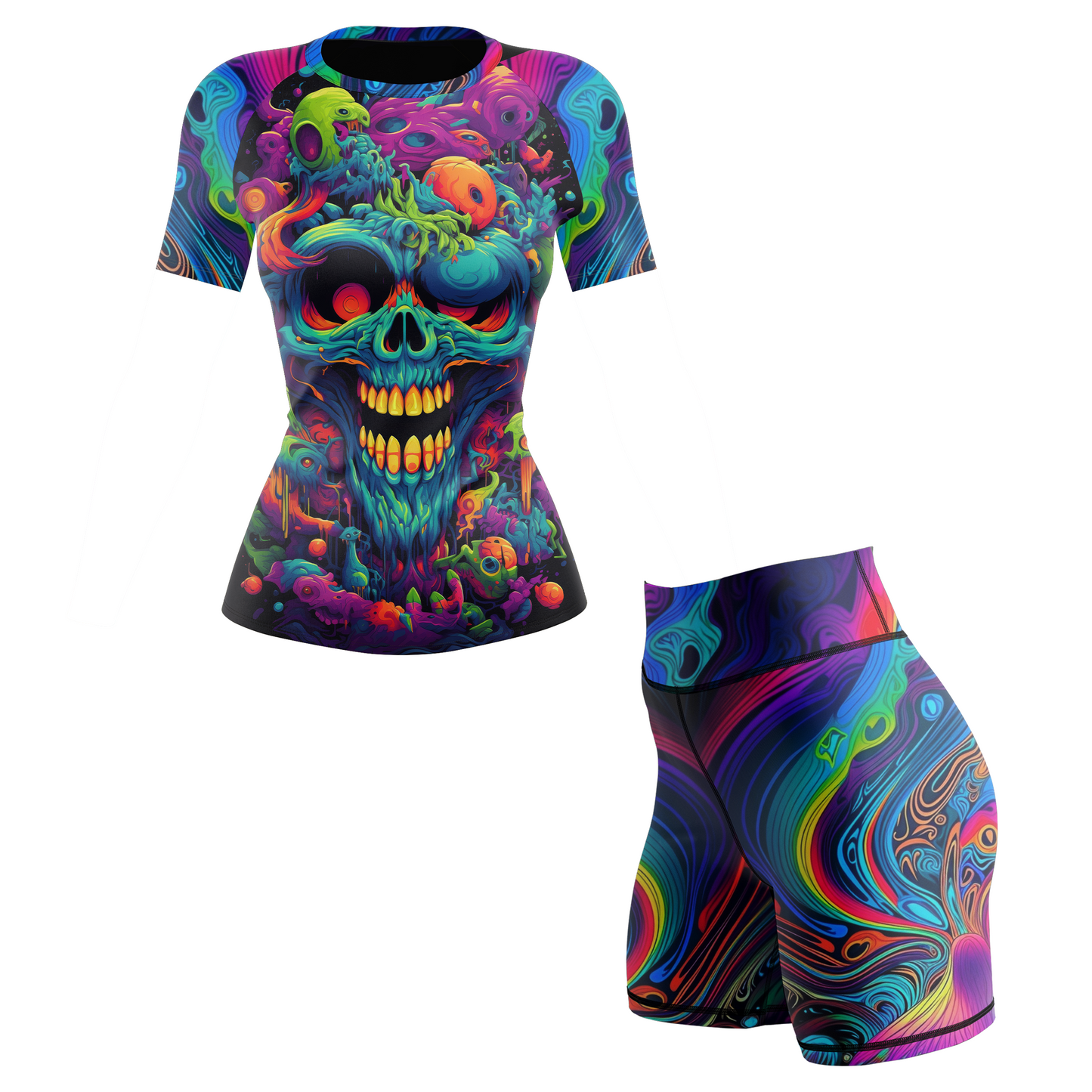 Psychedelic Lock Women's BJJ Rash Guard - Short Sleeve