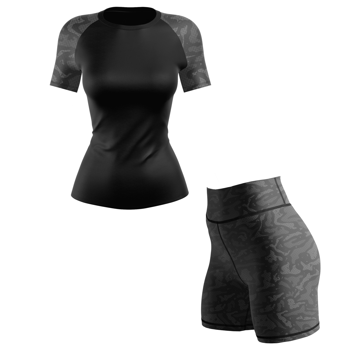 Grey Camo Women's BJJ Rash Guard - Shortsleeve
