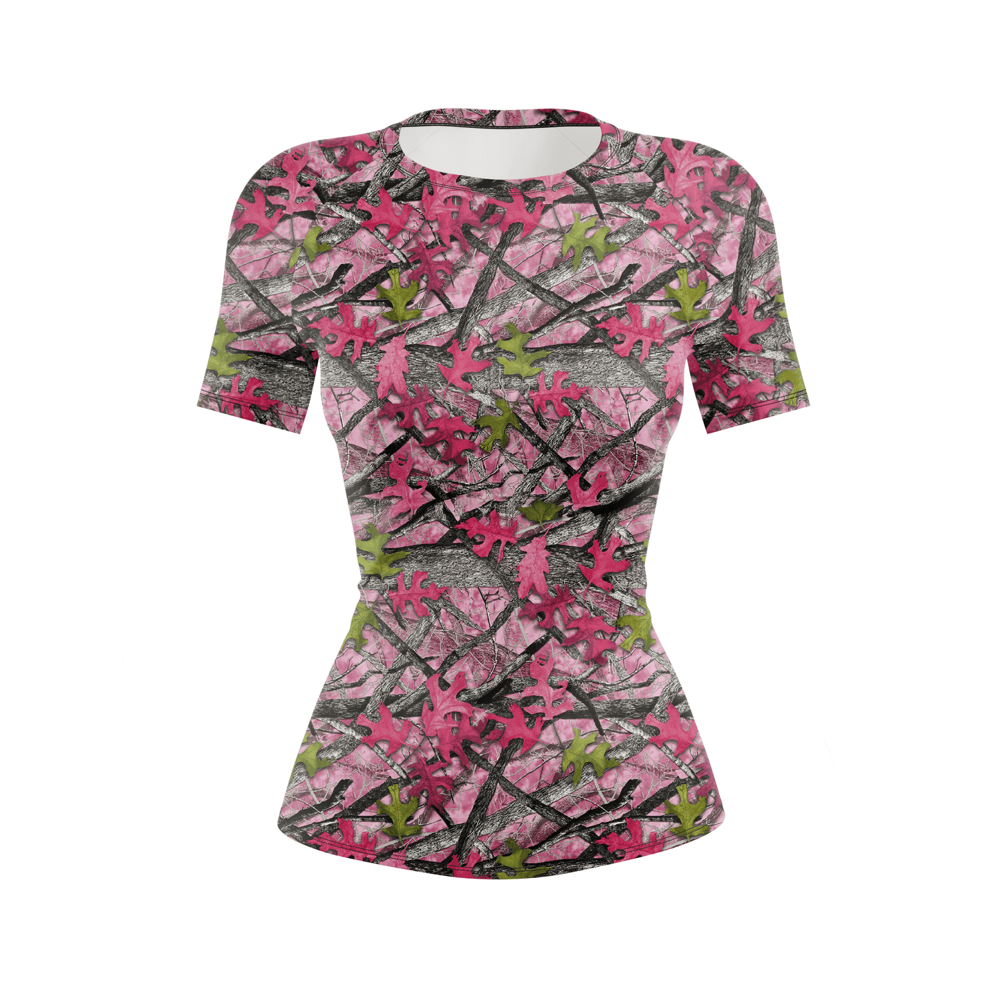 Pink Camo Tree Women's BJJ Rash Guard - Shortsleeve