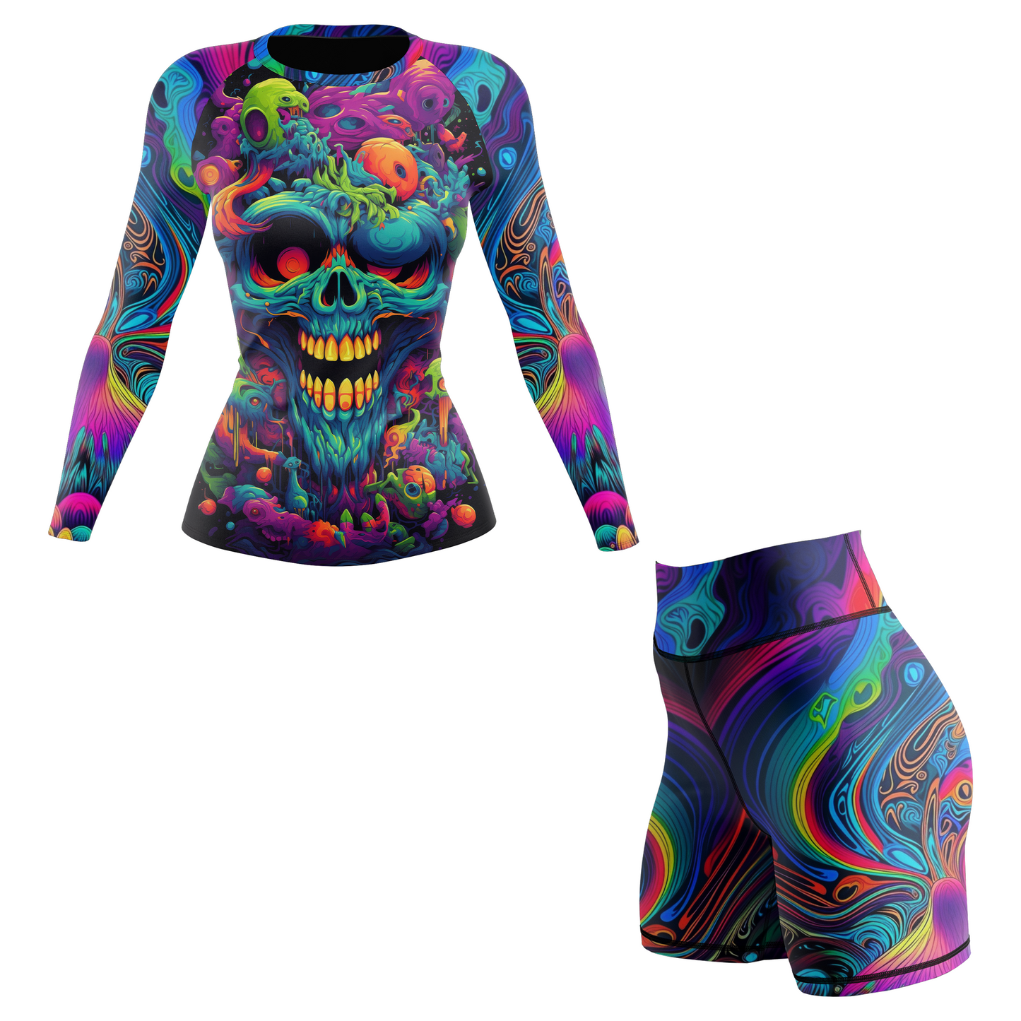 Camiseta de protección contra erupciones de BJJ para mujer Psychedelic Lock - Manga corta