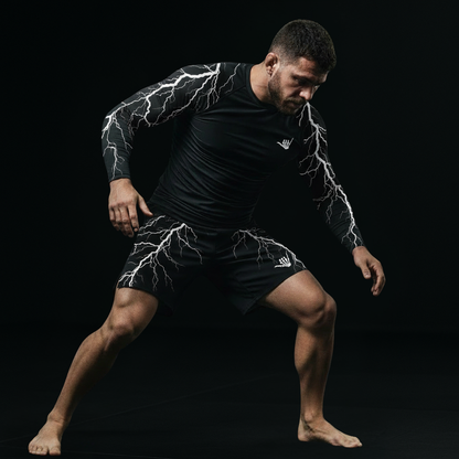 Black Lightning Bolt BJJ Rash Guard - BJJ Sesh