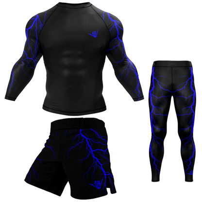 Blue Lightning Bolt BJJ Rash Guard