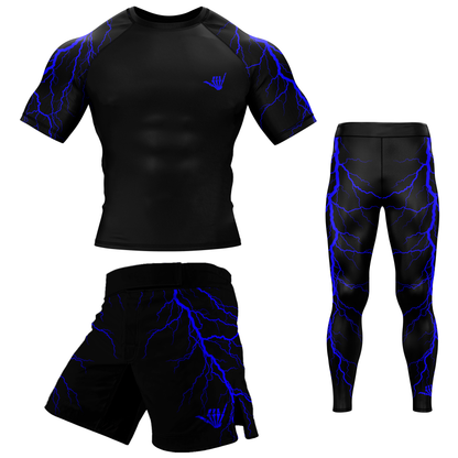 Blue Lightning Bolt BJJ Rash Guard
