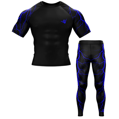 Blue Lightning Bolt BJJ Rash Guard