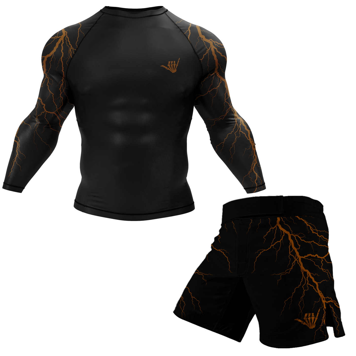 Brown Lightning Bolt BJJ Rash Guard