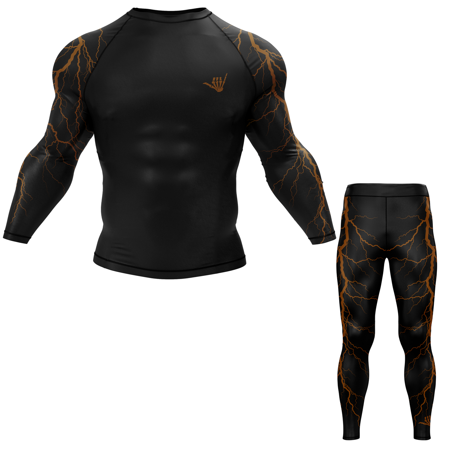 Brown Lightning Bolt BJJ Rash Guard