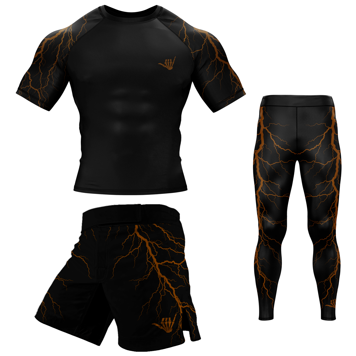 Brown Lightning Bolt BJJ Rash Guard