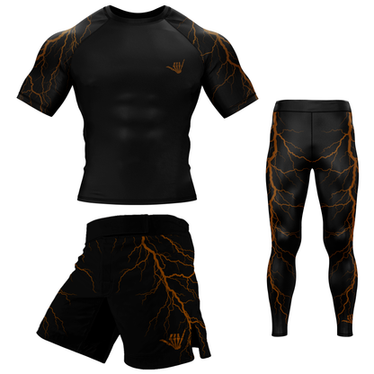 Brown Lightning Bolt BJJ Rash Guard