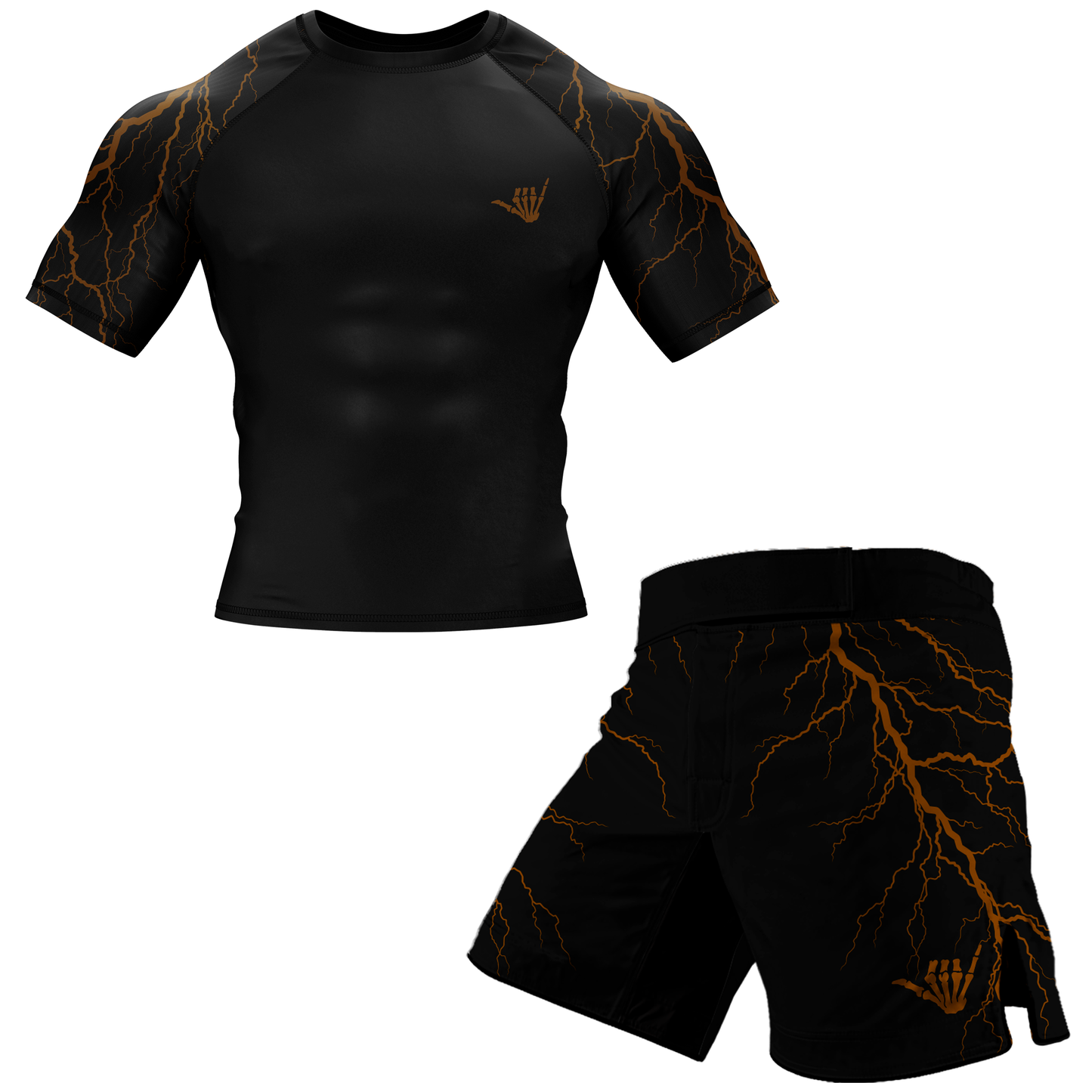 Brown Lightning Bolt BJJ Rash Guard