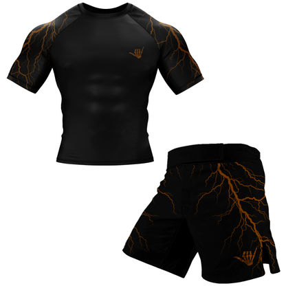 Brown Lightning Bolt BJJ Rash Guard