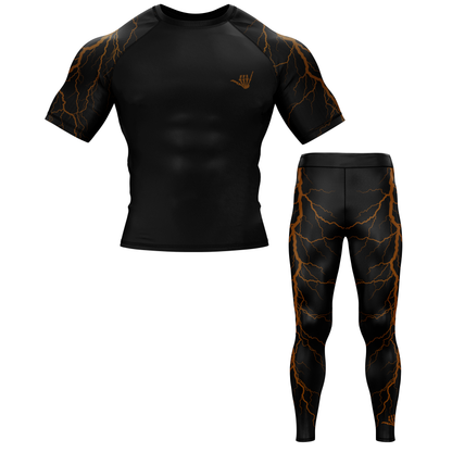 Brown Lightning Bolt BJJ Rash Guard