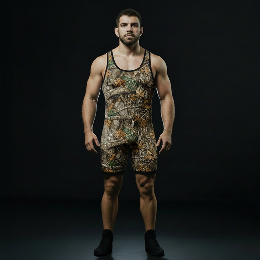 Camo Tree Wrestling Singlet