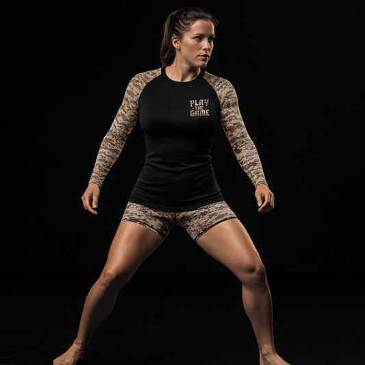 Desert Camo Women's BJJ Rash Guard - BJJ Sesh