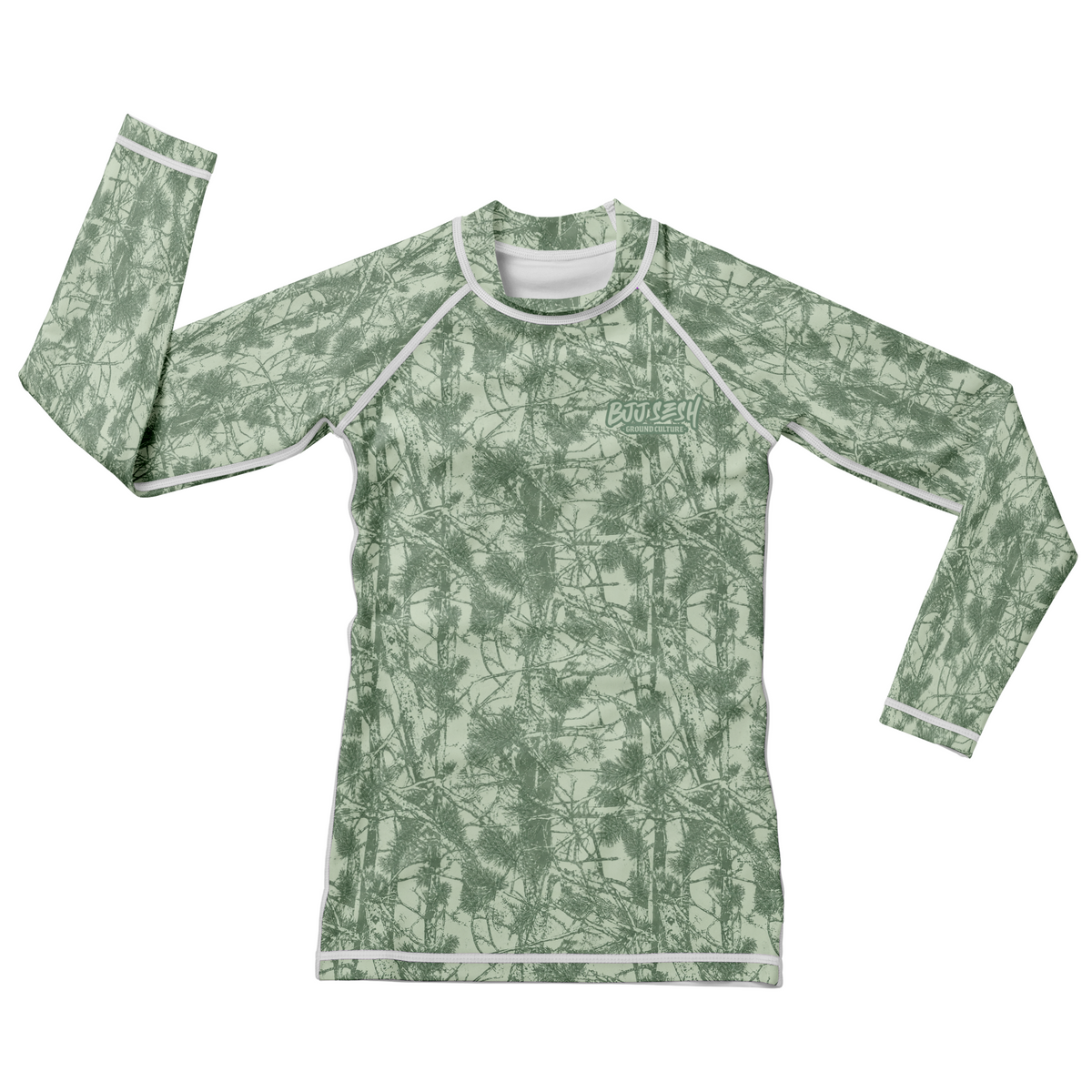 Green Forest Camo Kids BJJ Rash Guard