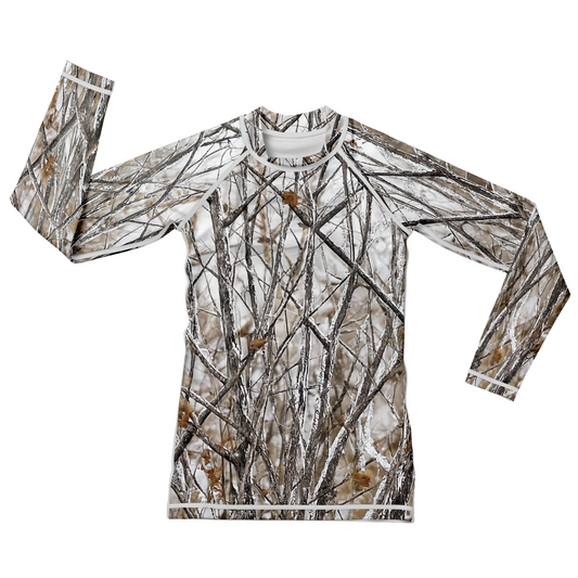 White Camo Tree Kids BJJ Rash Guard