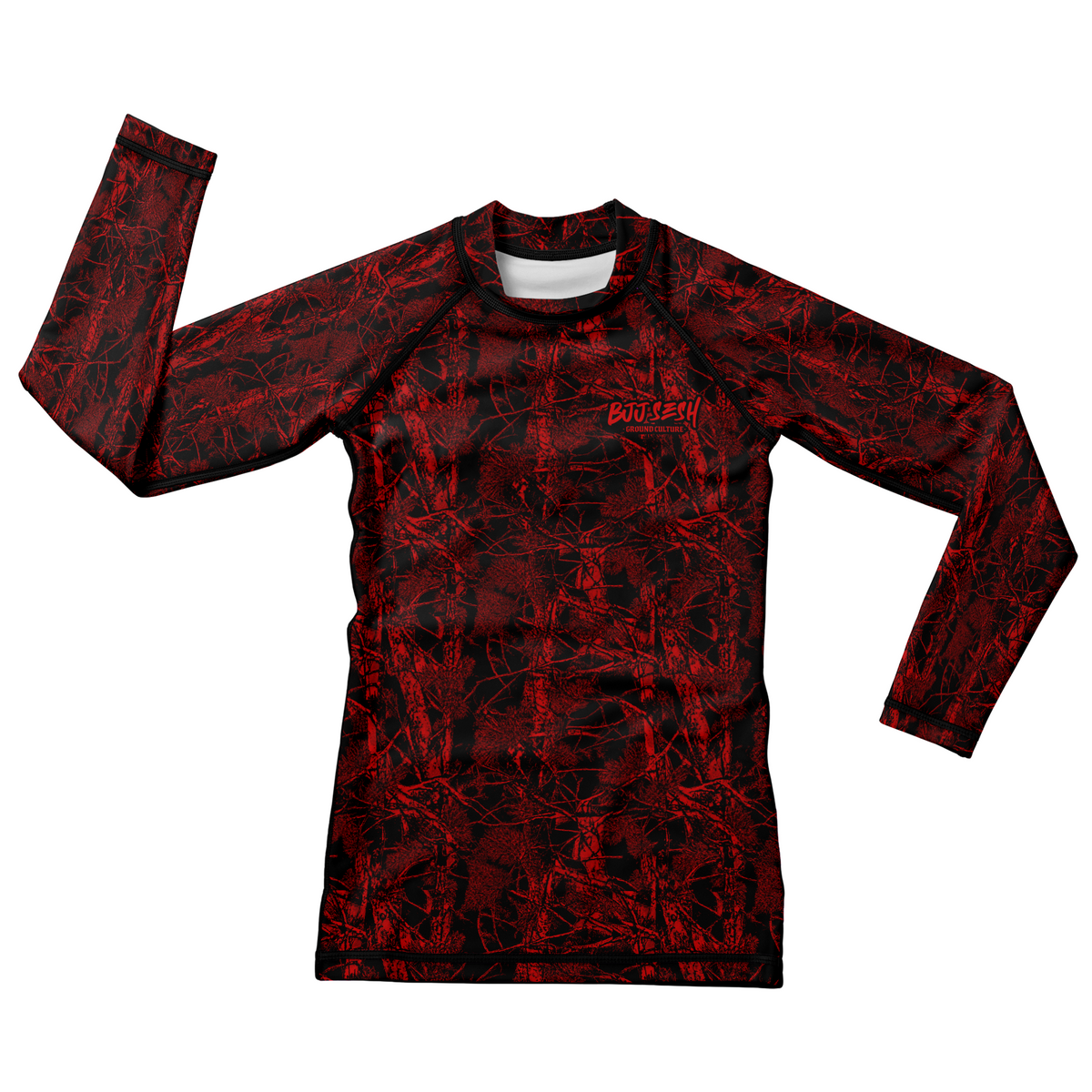 Red Forest Camo Kids BJJ Rash Guard