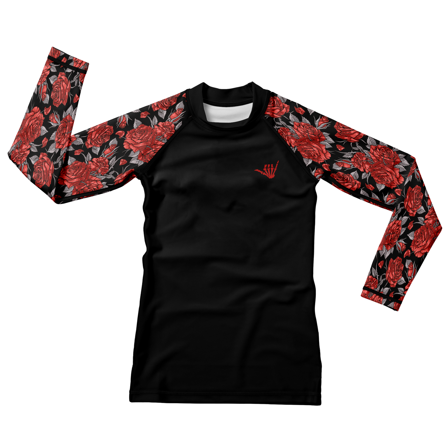 Red Death Rose Kids BJJ Rash Guard