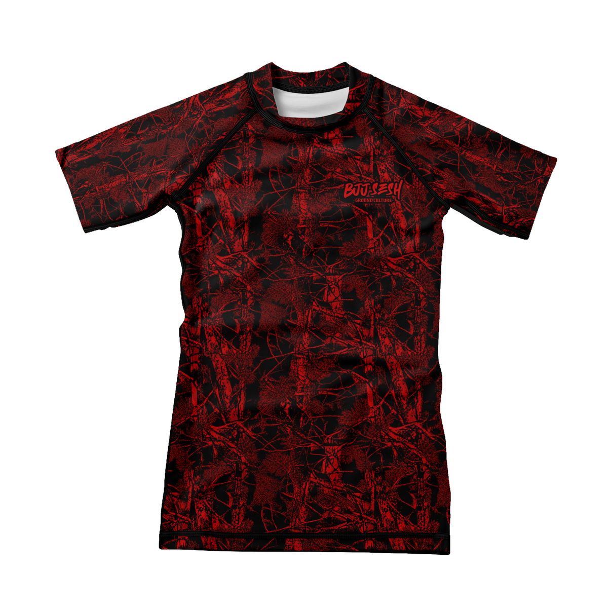 Red Forest Camo Kids BJJ Rash Guard