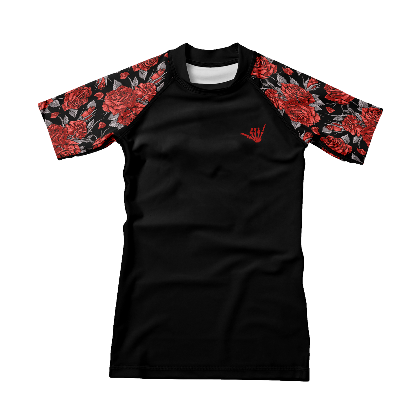 Red Death Rose Kids BJJ Rash Guard
