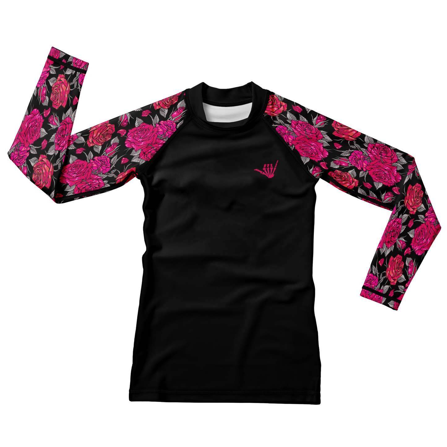 Pink Death Rose Kids BJJ Rash Guard