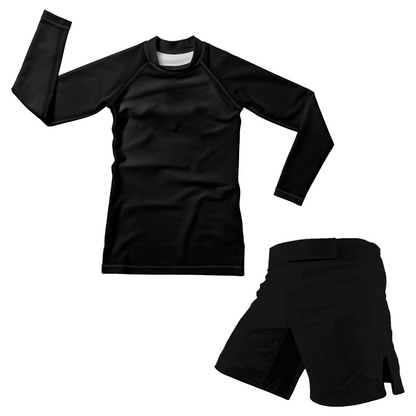 Plain Black Kids BJJ/MMA Shorts