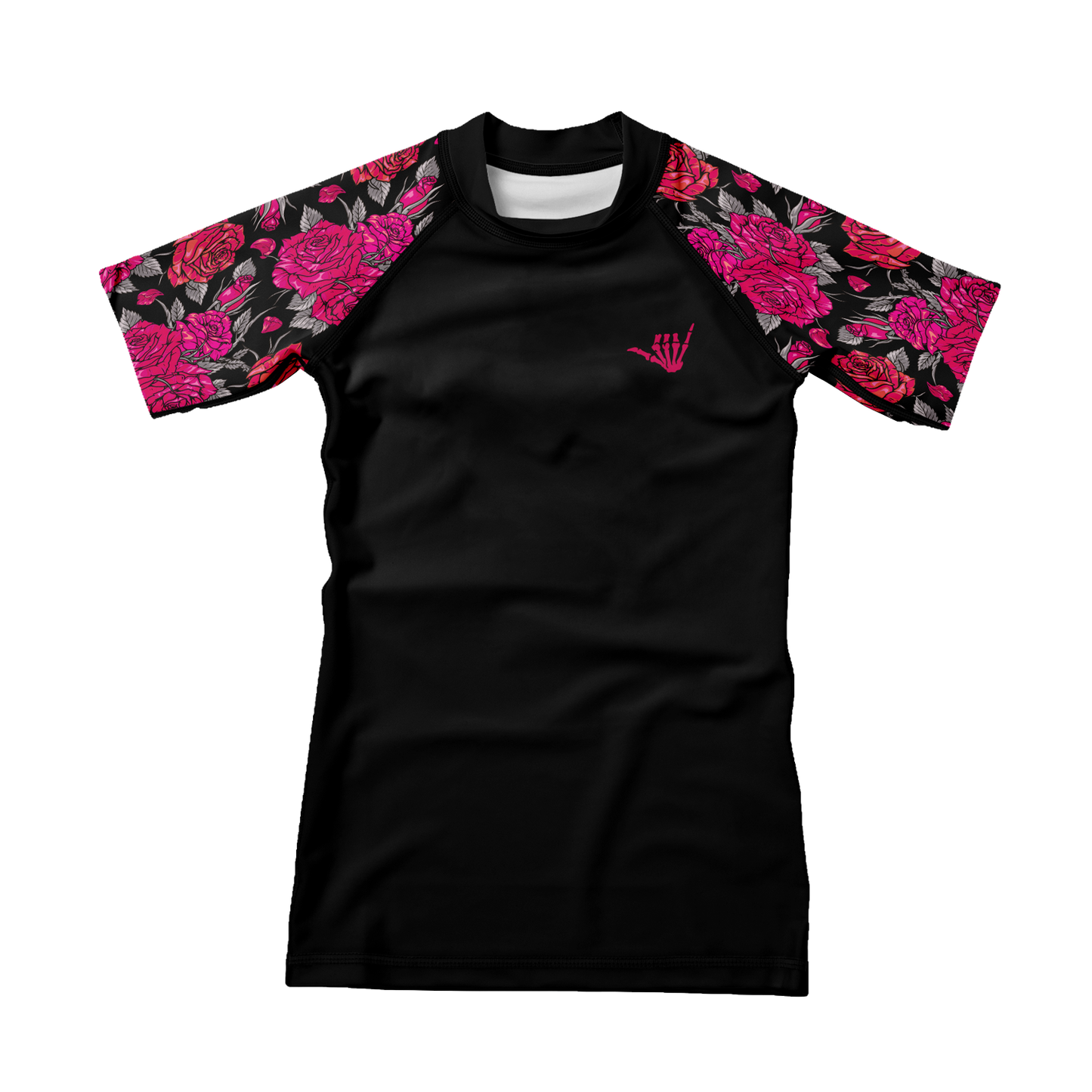 Pink Death Rose Kids BJJ Rash Guard