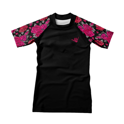 Pink Death Rose Kids BJJ Rash Guard