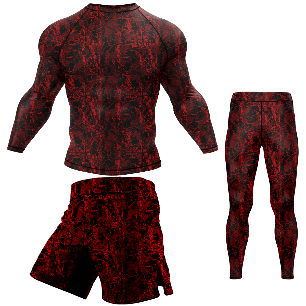 Red Forest Camo BJJ Rash Guard