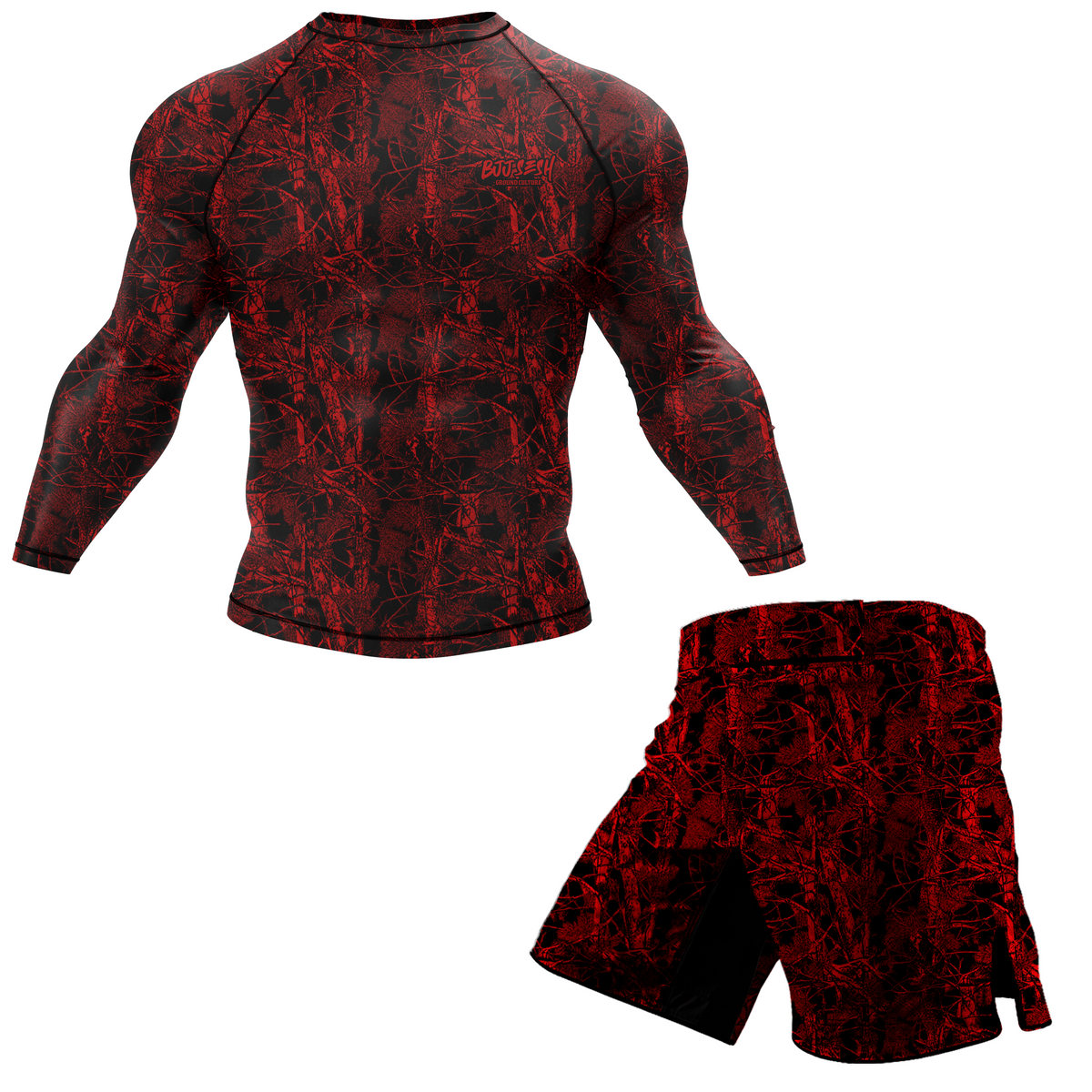 Red Forest Camo BJJ Rash Guard
