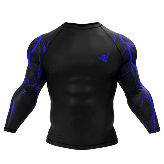 Blue Lightning Bolt BJJ Rash Guard