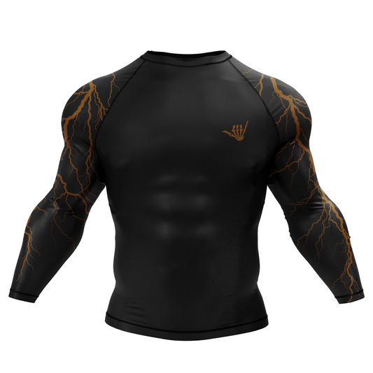 Brown Lightning Bolt BJJ Rash Guard