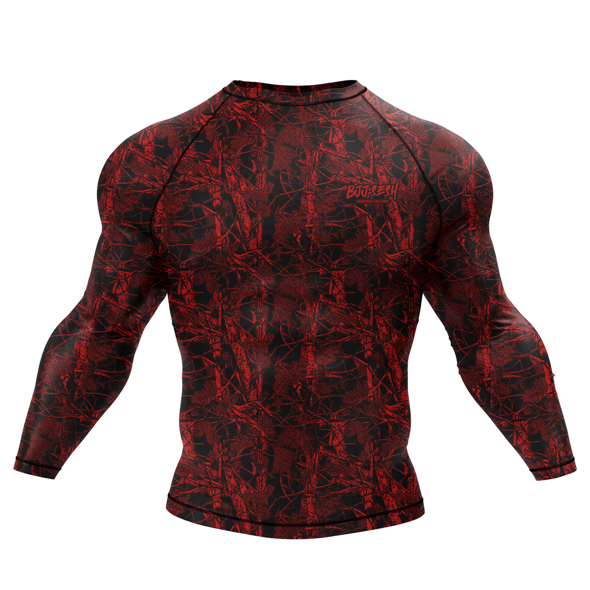 Red Forest Camo BJJ Rash Guard