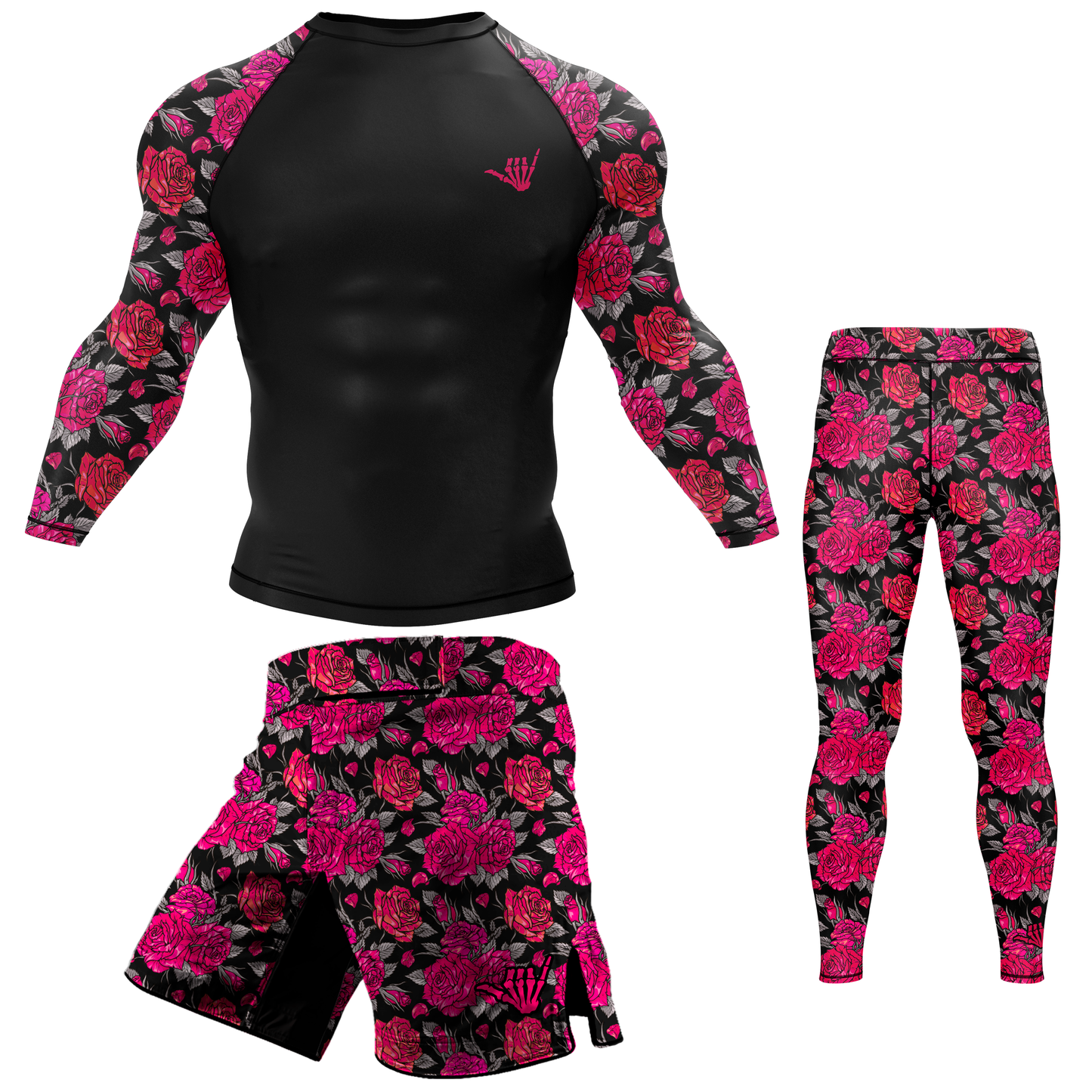 Pink Death Rose BJJ Rash Guard