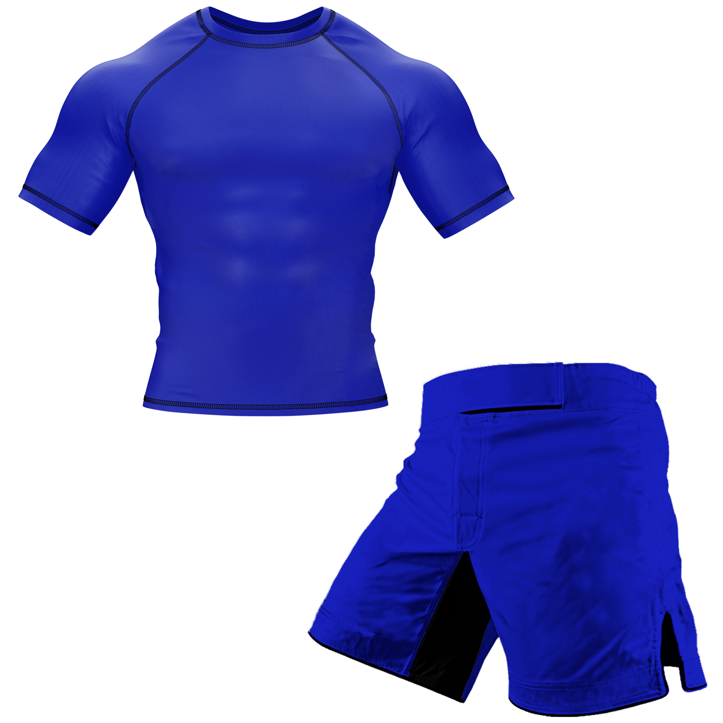 Plain Blue BJJ Rash Guard - Short Sleeve